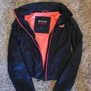 Navy Hollister rain jacket